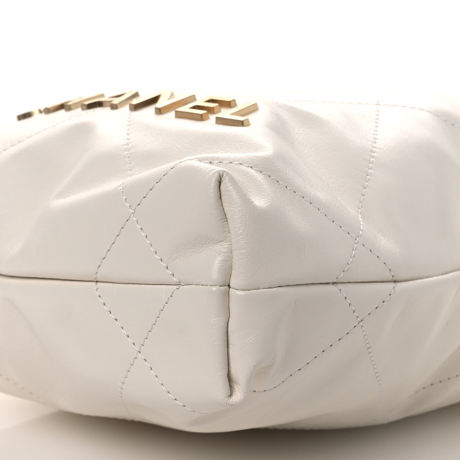 Shiny Calfskin Quilted Mini Chanel 22 White