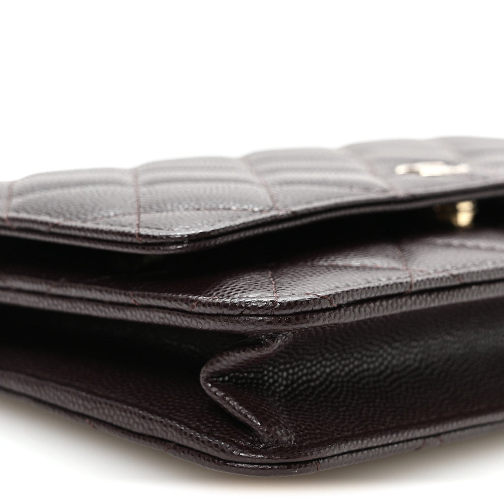 Caviar Quilted Wallet on Chain WOC Dark Brown