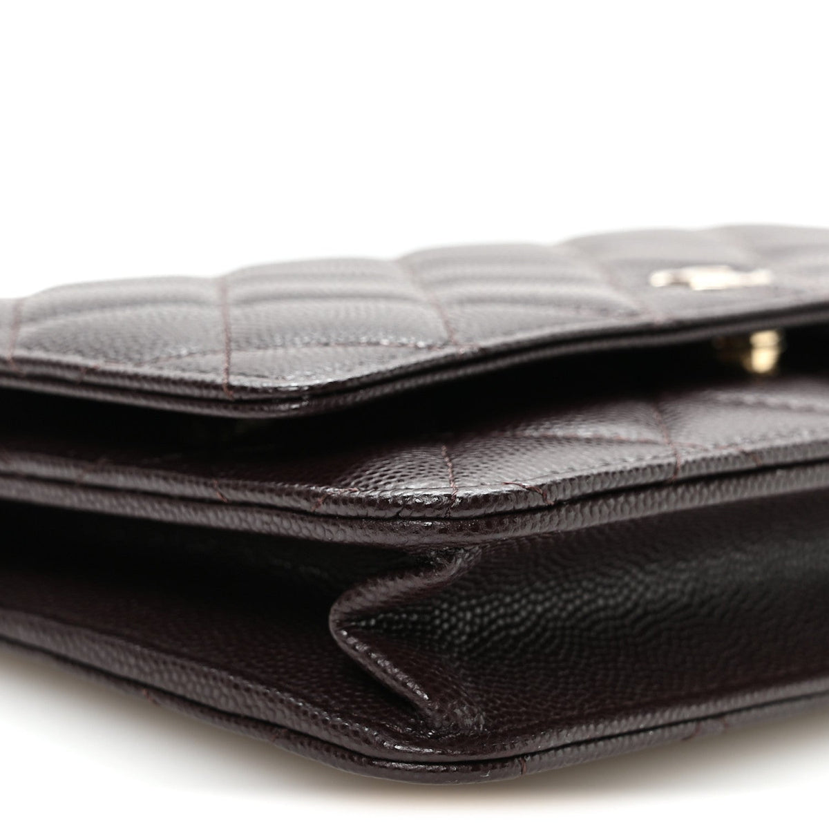 Caviar Quilted Wallet on Chain WOC Dark Brown