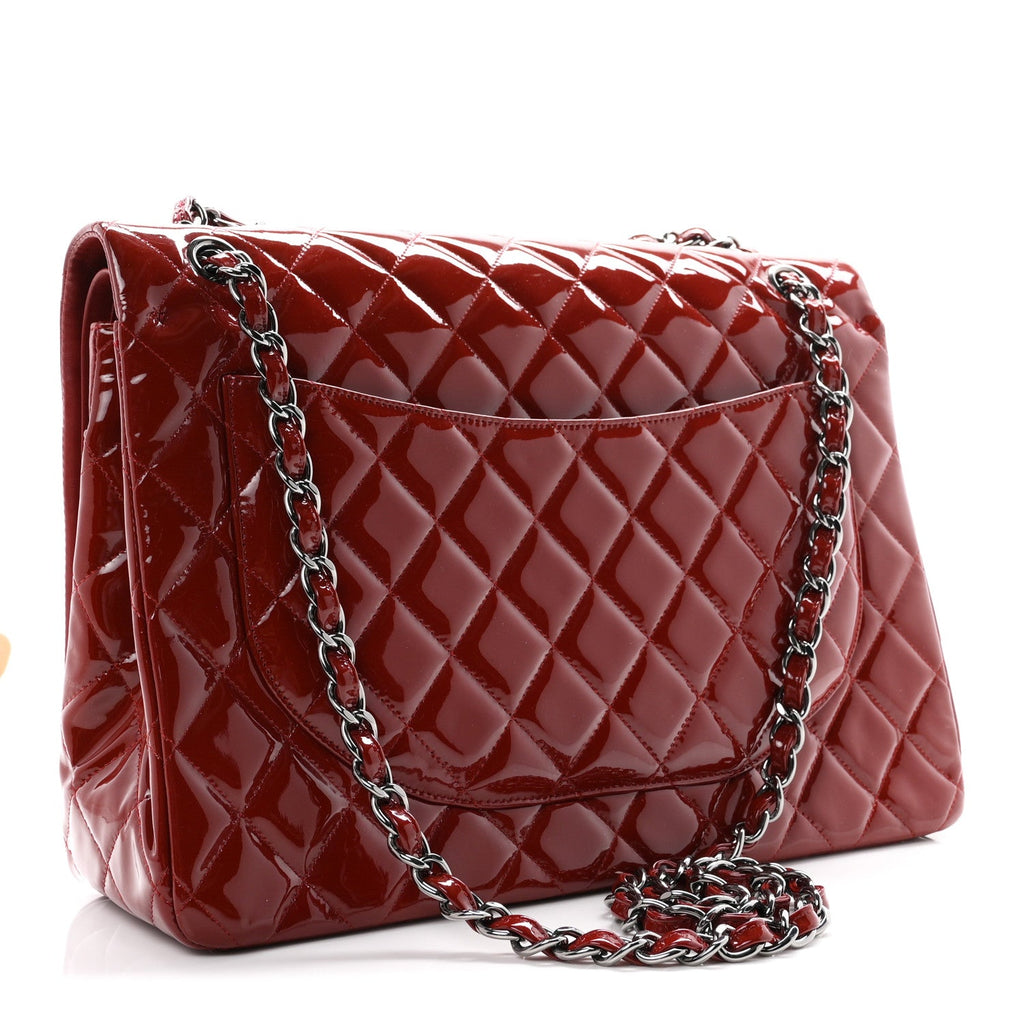 Patent Quilted Maxi Double Flap Red