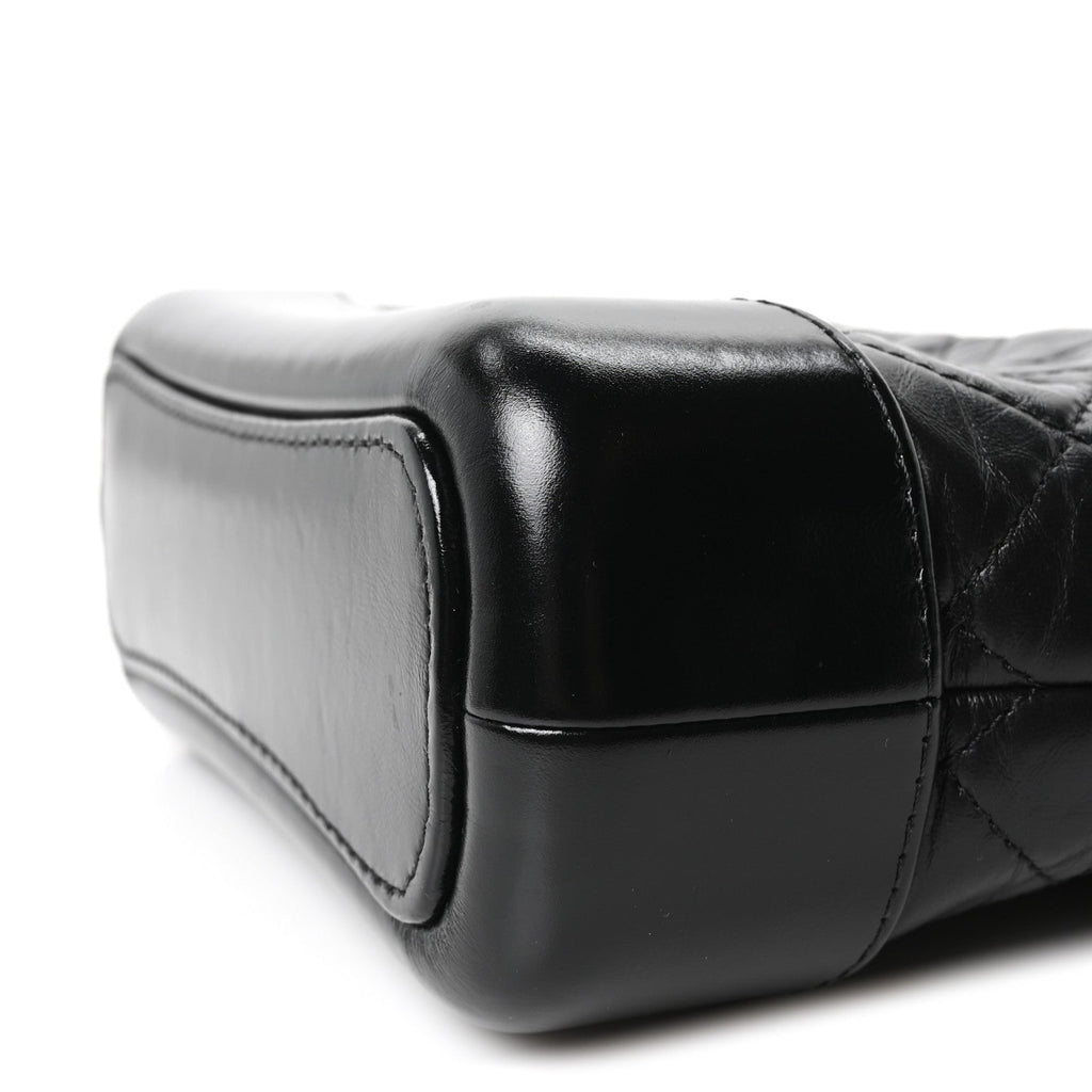 Aged Calfskin Quilted Small Gabrielle Logo Hobo Black
