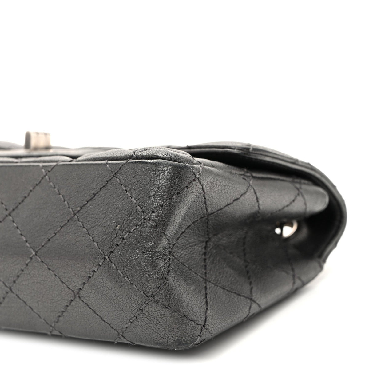 Goatskin Quilted 2.55 Reissue Mini Flap  Dark Silver