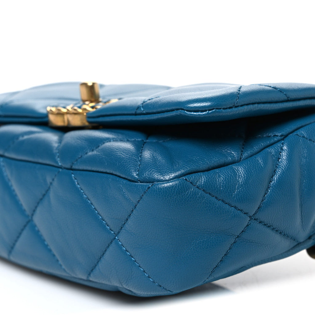Lambskin Quilted Chanel 19 Waist Bag Blue
