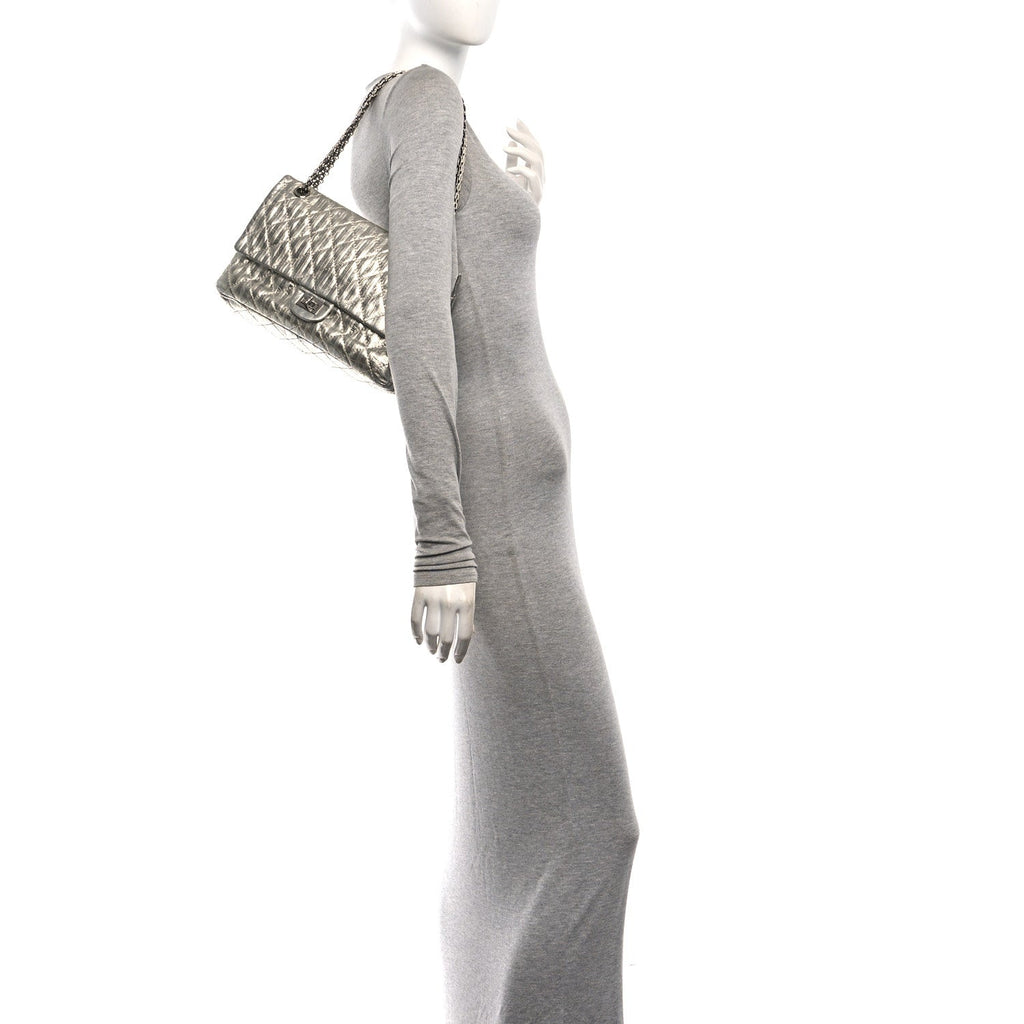 Metallic Striped Calfskin 2.55 Reissue 226 Flap Silver Silver