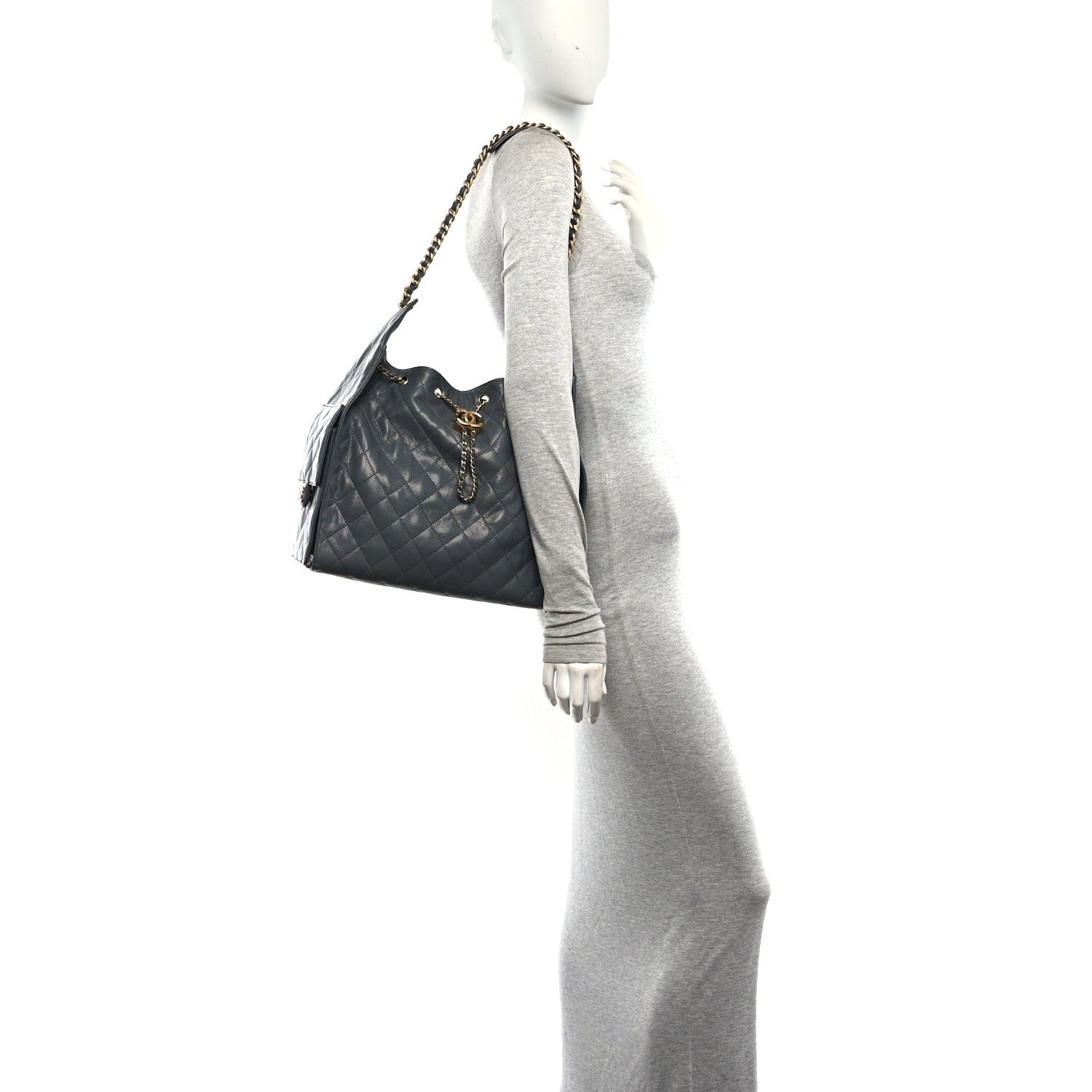 Caviar Quilted Medium Chanel 25 Handbag Dark Grey