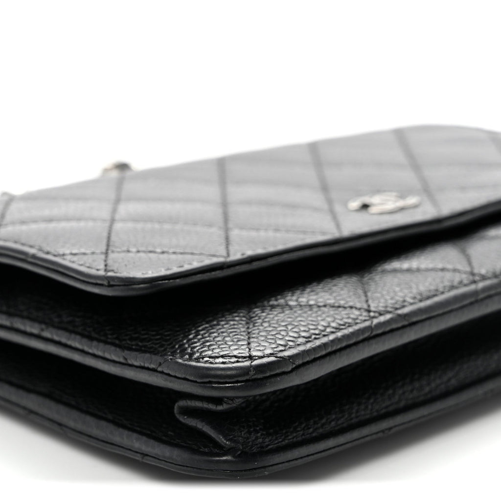 Caviar Quilted Wallet on Chain WOC Black
