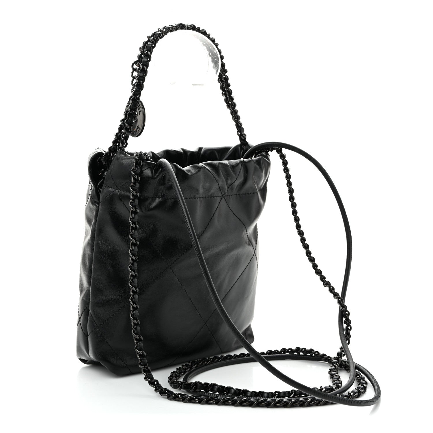 Shiny Calfskin Quilted Mini Chanel 22 So Black