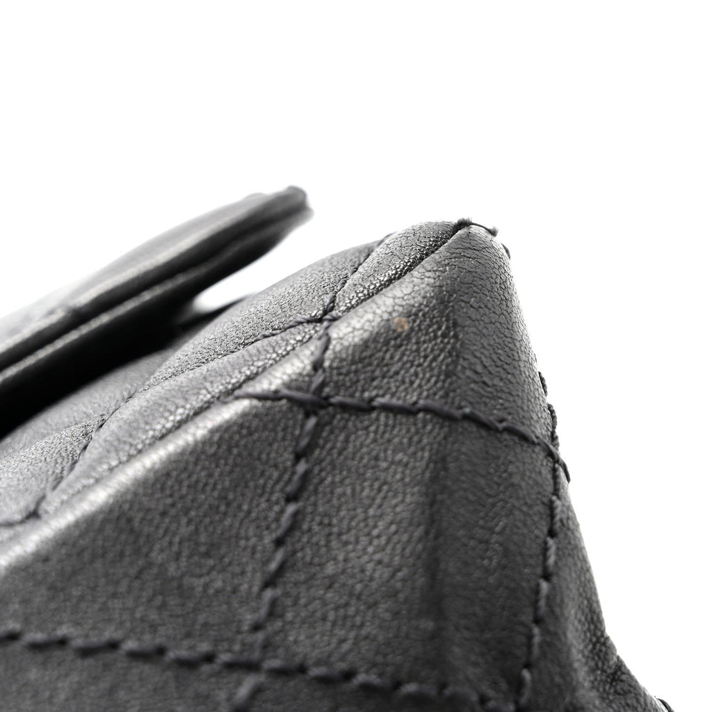 Metallic Sheepskin Quilted 2.55 Reissue Mini Flap Dark Silver