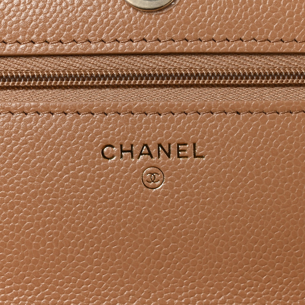 Caviar Quilted Multi Chain Wallet On Chain WOC Beige