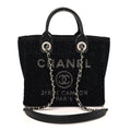Lurex Canvas Mini Deauville Tote Black