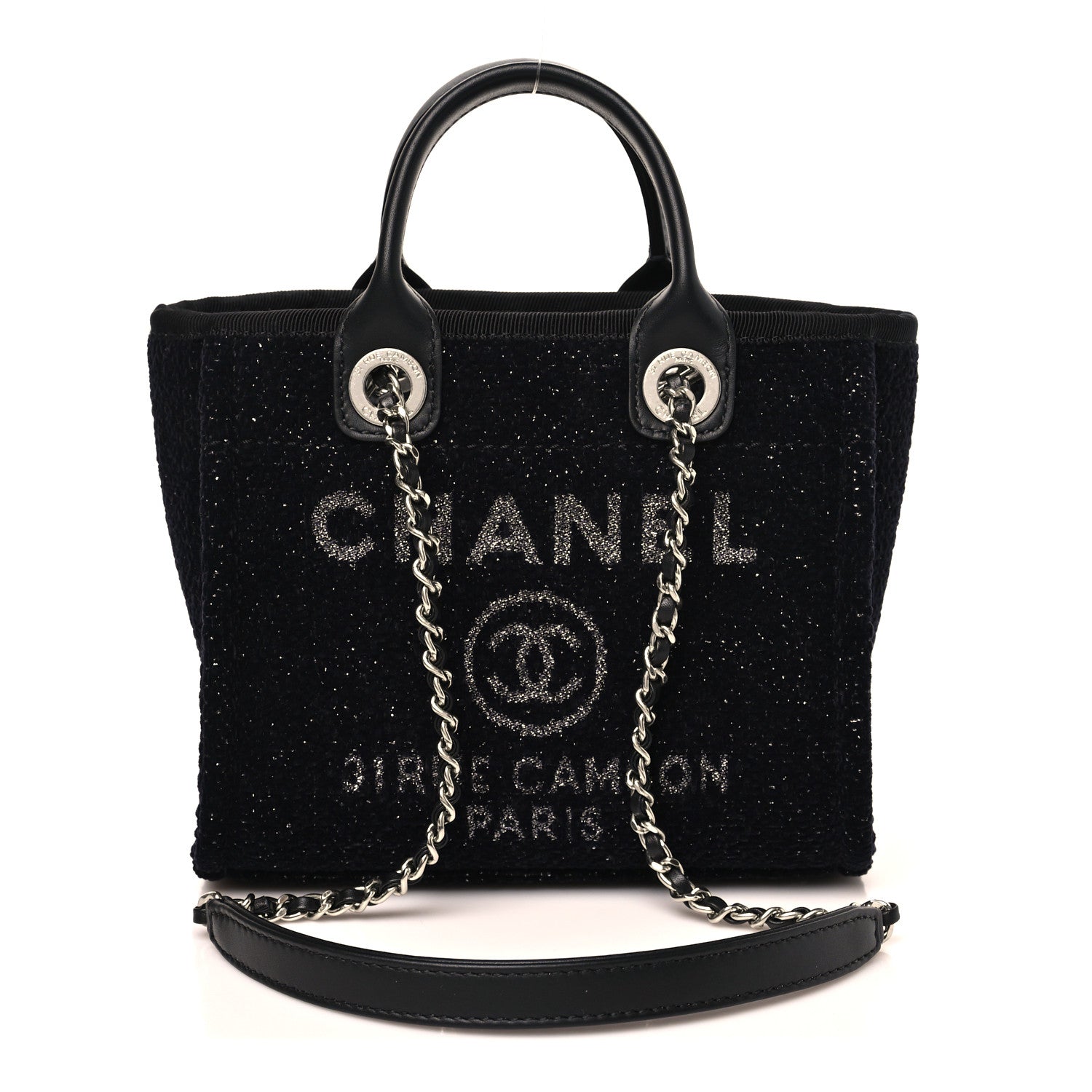 Lurex Canvas Mini Deauville Tote Black
