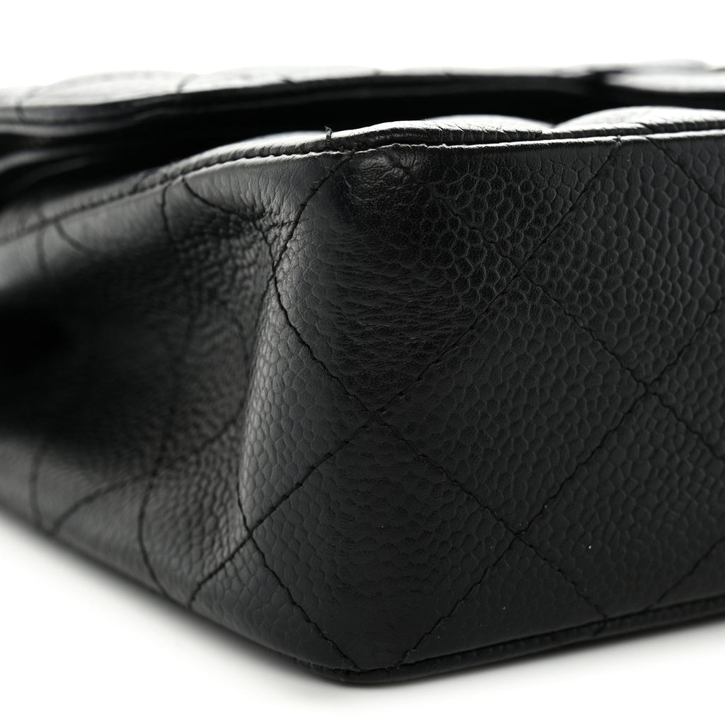 Caviar Quilted Small Double Flap Black