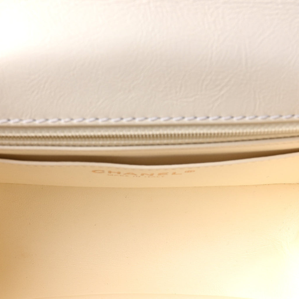 Aged Calfskin Quilted 2.55 Reissue Mini Flap White