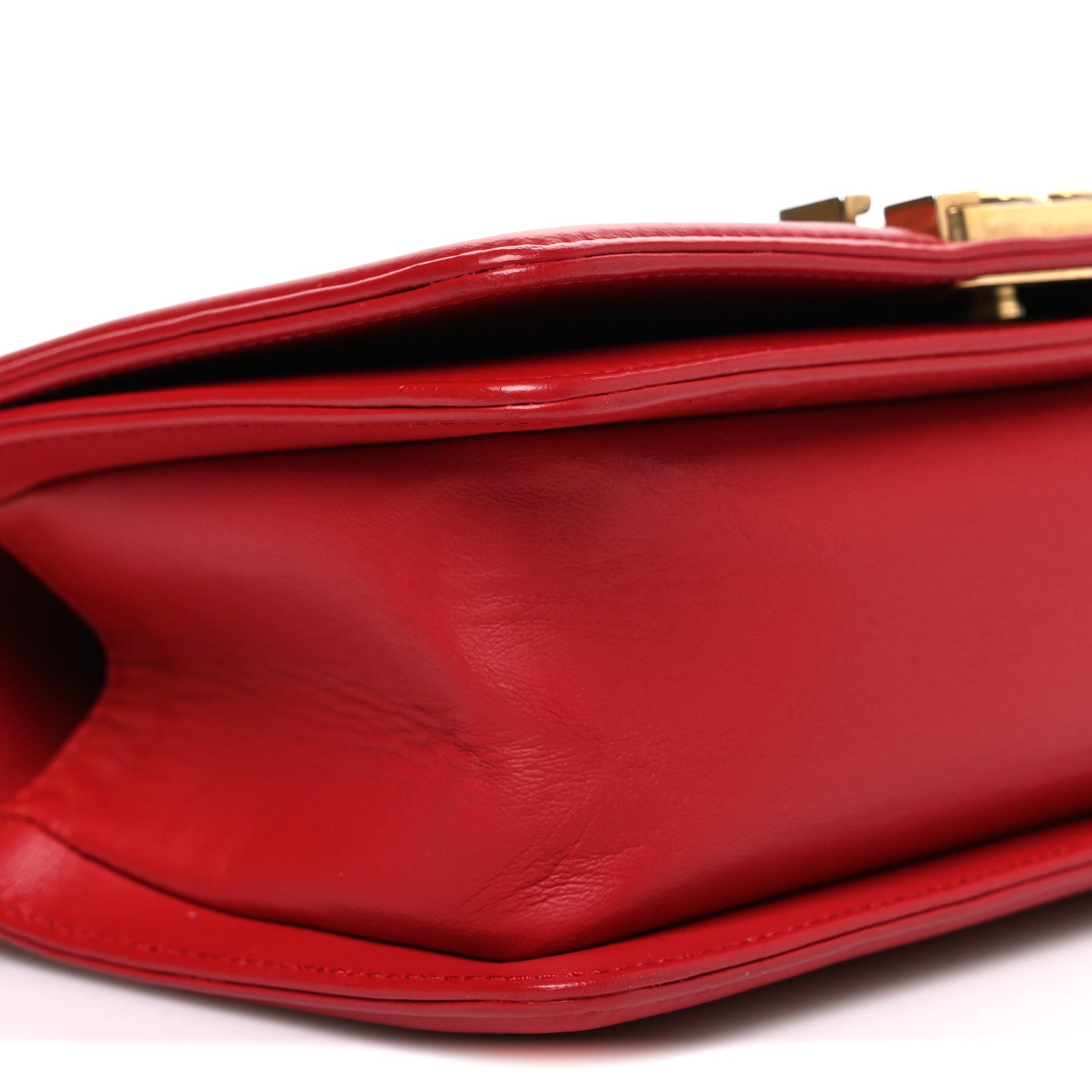 Lambskin Quilted Small Boy Flap Red