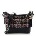 Tweed Calfskin Small Gabrielle Hobo Navy Blue Multicolor