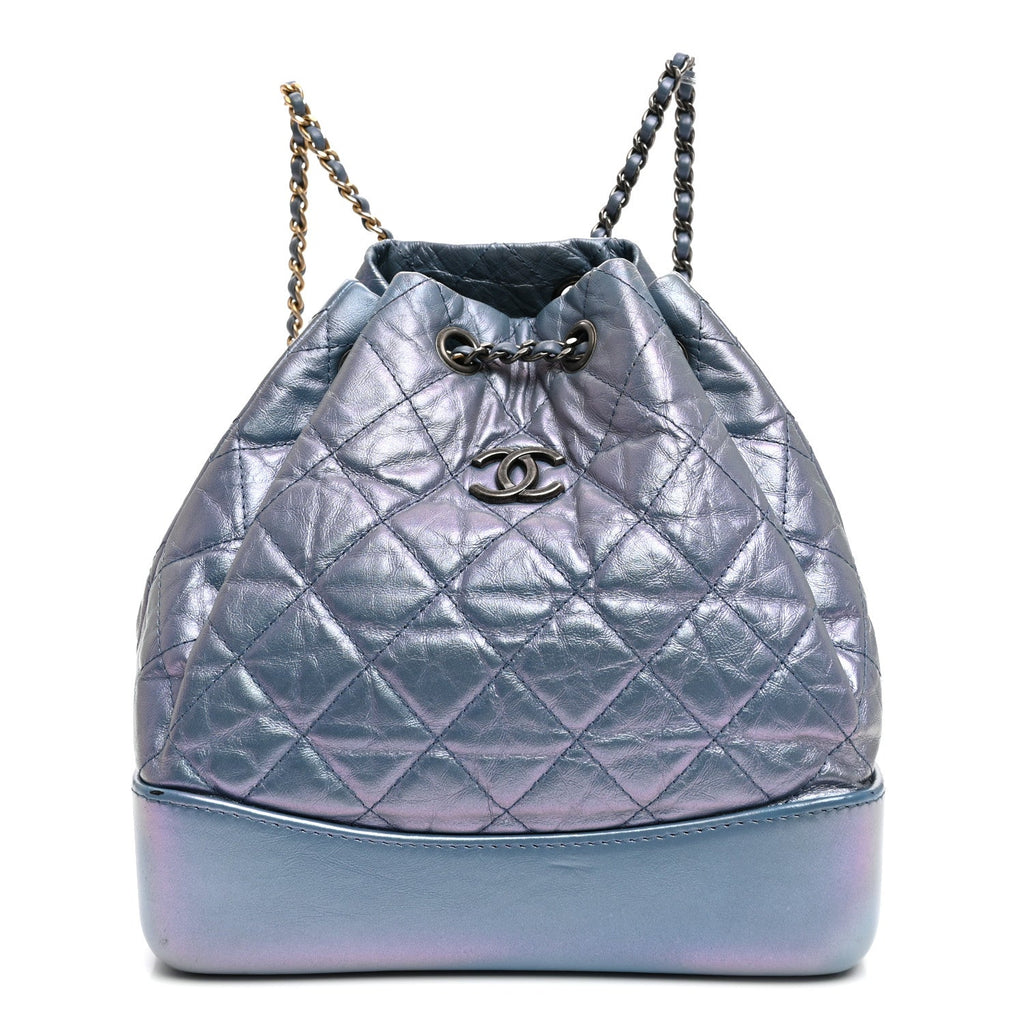 Iridescent Lambskin Calfskin Quilted Gabrielle Backpack Light Purple