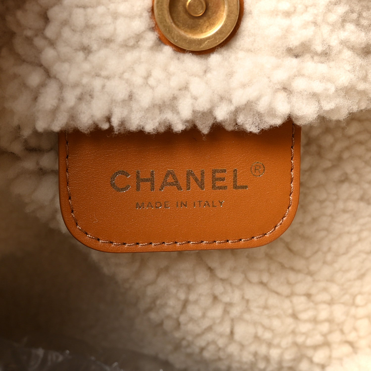 Suede Shearling Quilted Small Chanel 22 Brown White