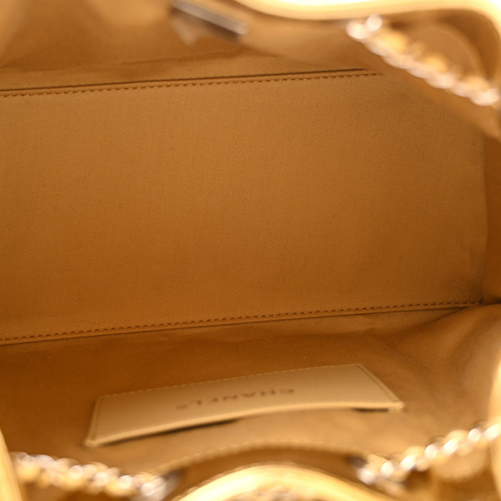 Metallic Aged Calfskin Quilted Small Chanel 25 Handbag Gold