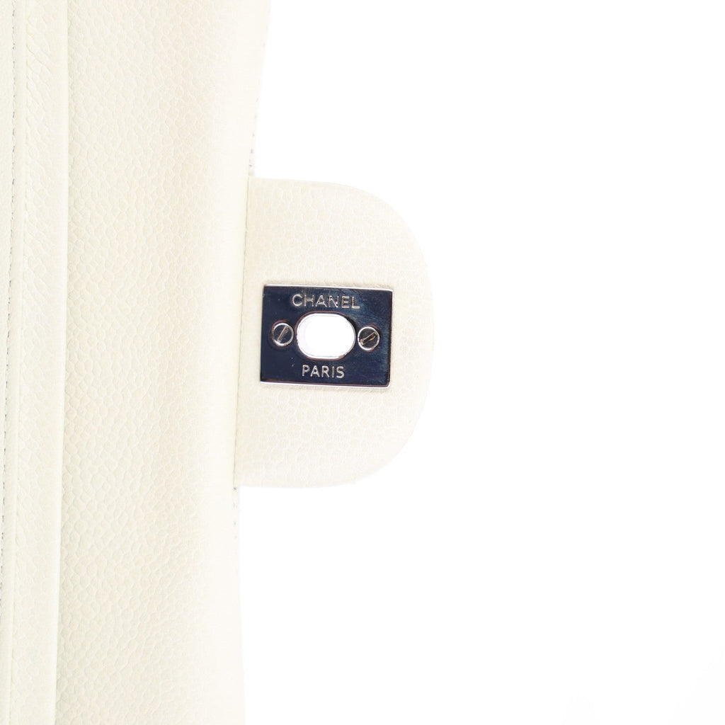 Caviar Quilted Medium Double Flap Light Green