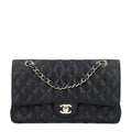 Caviar Quilted Medium Double Flap Black
