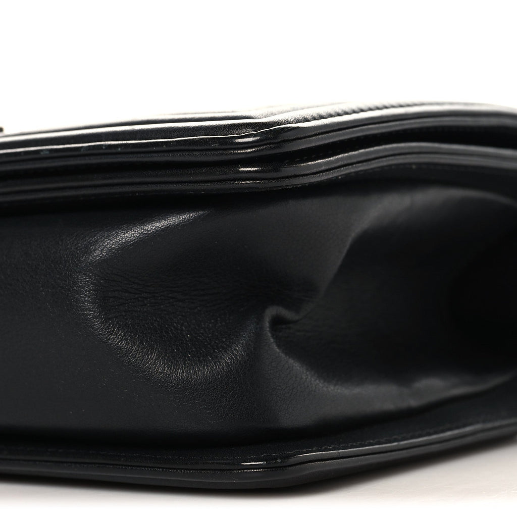 Lambskin Braided Woven Medium Boy Flap Black