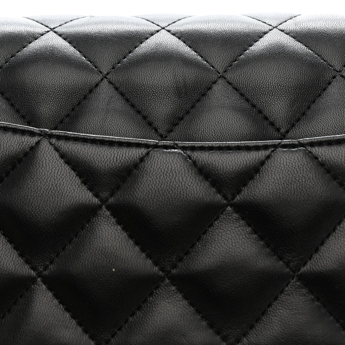 Lambskin Quilted Jumbo Double Flap Black