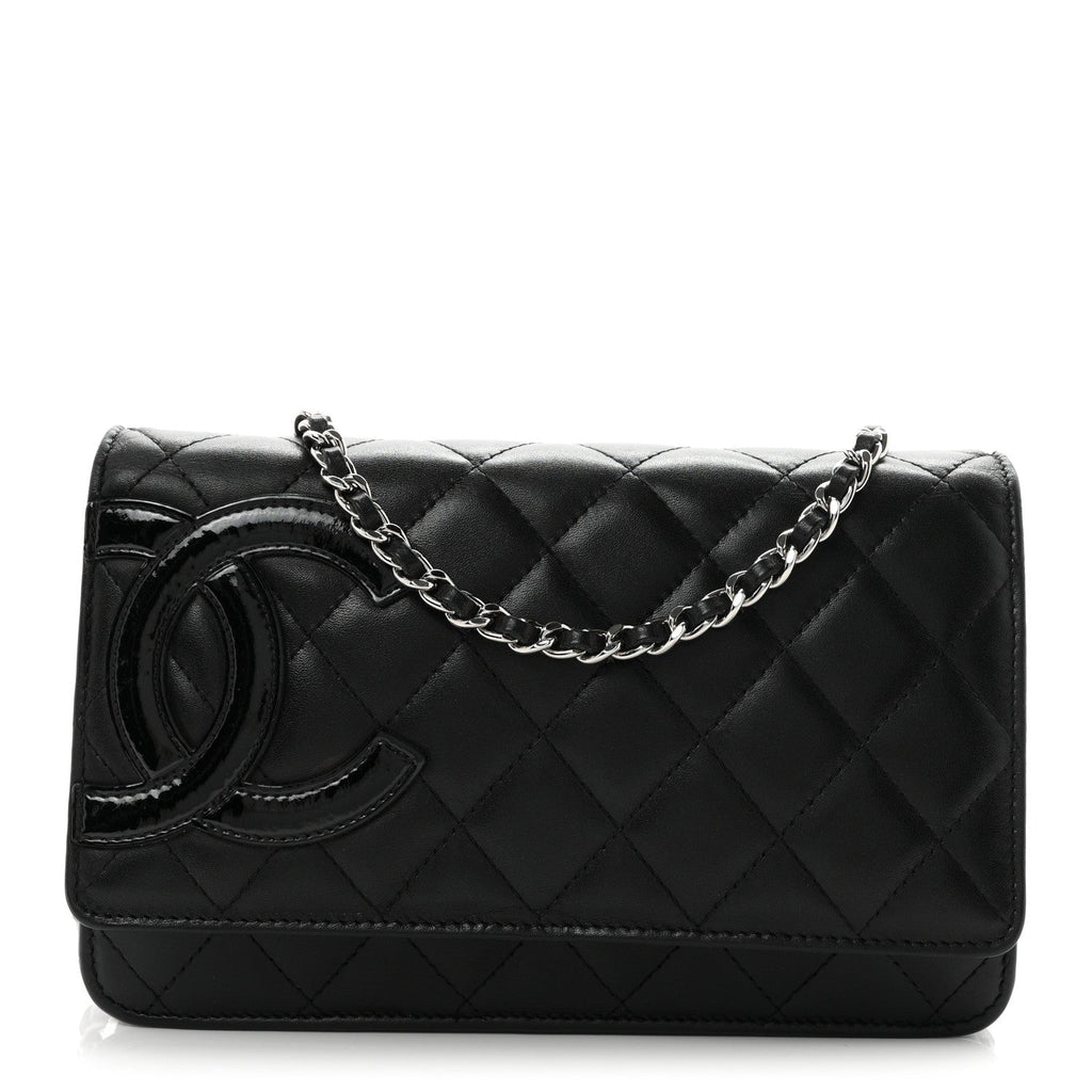 Calfskin Quilted Cambon Wallet on Chain WOC Black