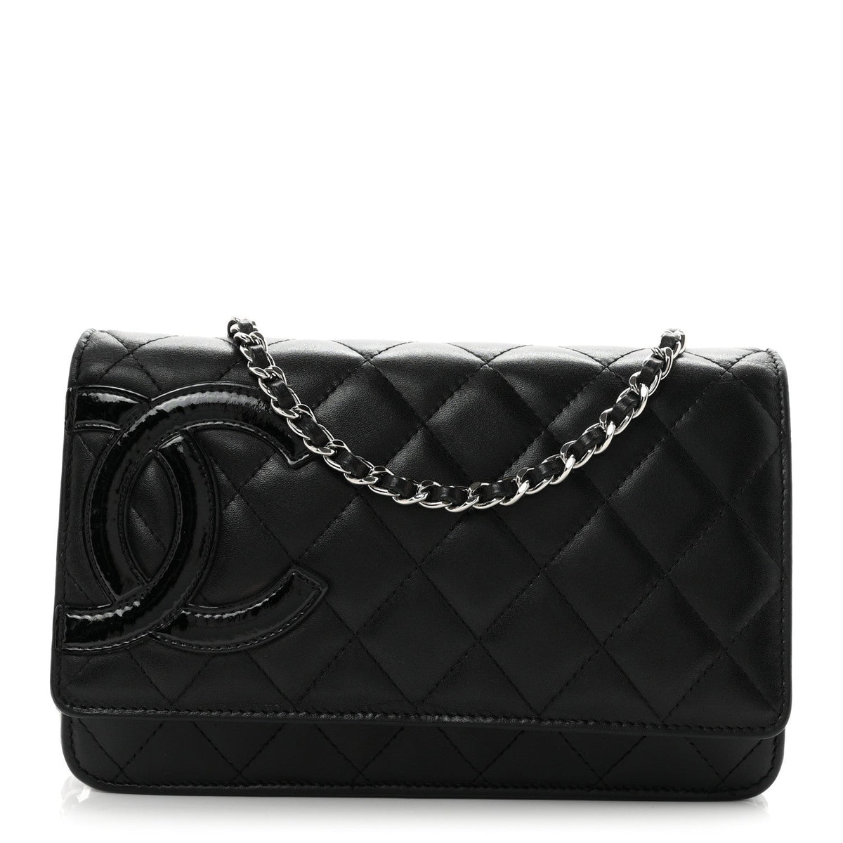 Calfskin Quilted Cambon Wallet on Chain WOC Black