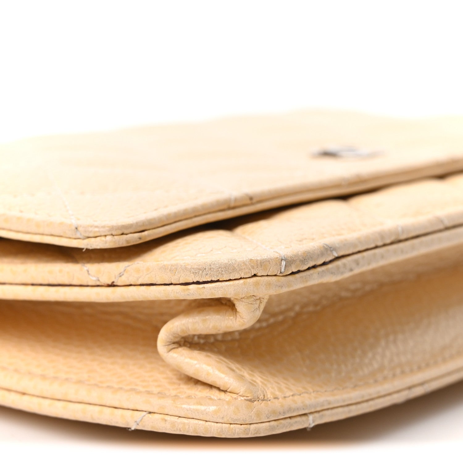 Caviar Quilted Wallet on Chain WOC Beige Clair