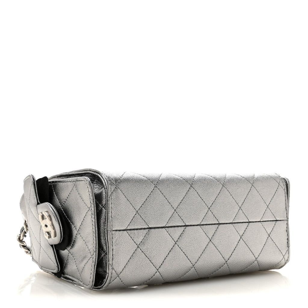 Metallic Caviar Quilted Mini Chanel 25 Handbag Anthracite
