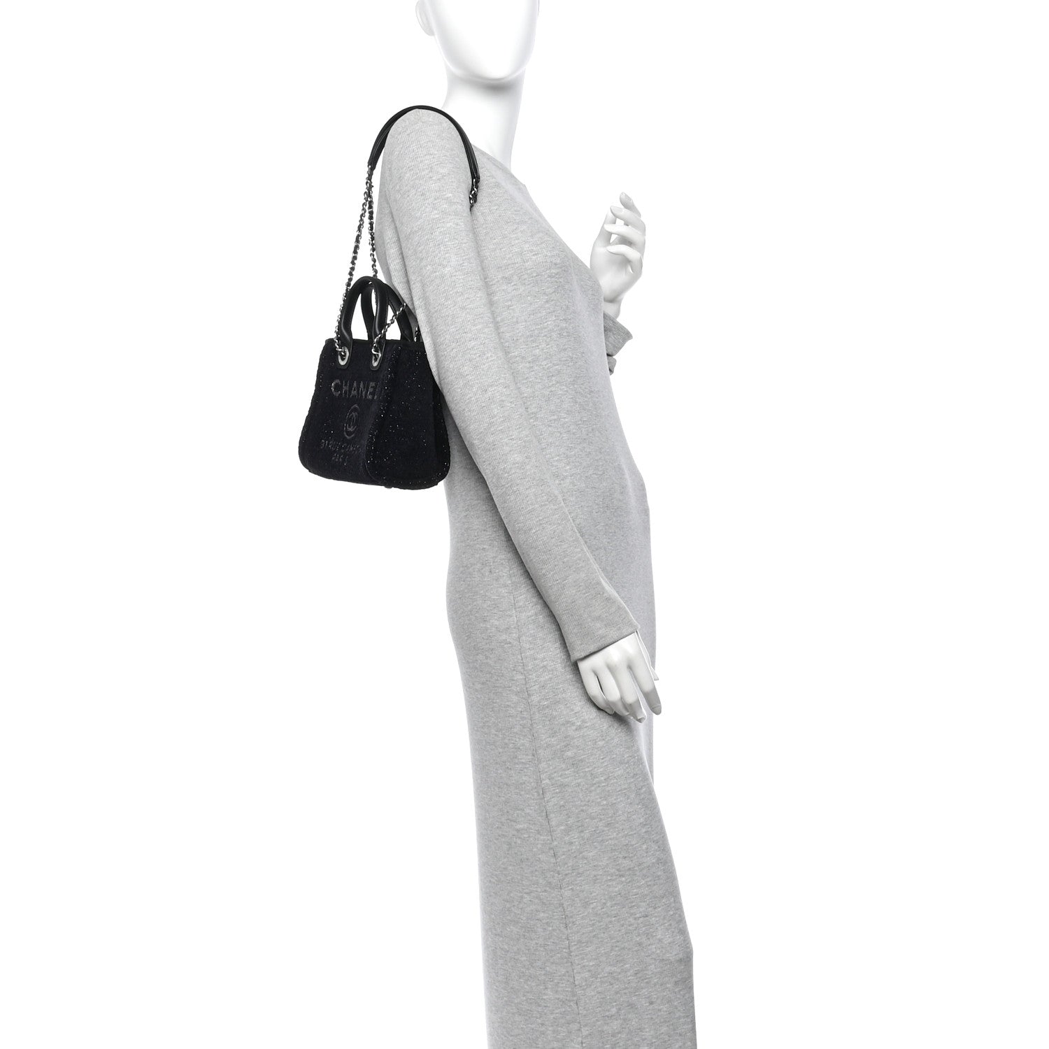 Lurex Canvas Mini Deauville Tote Black