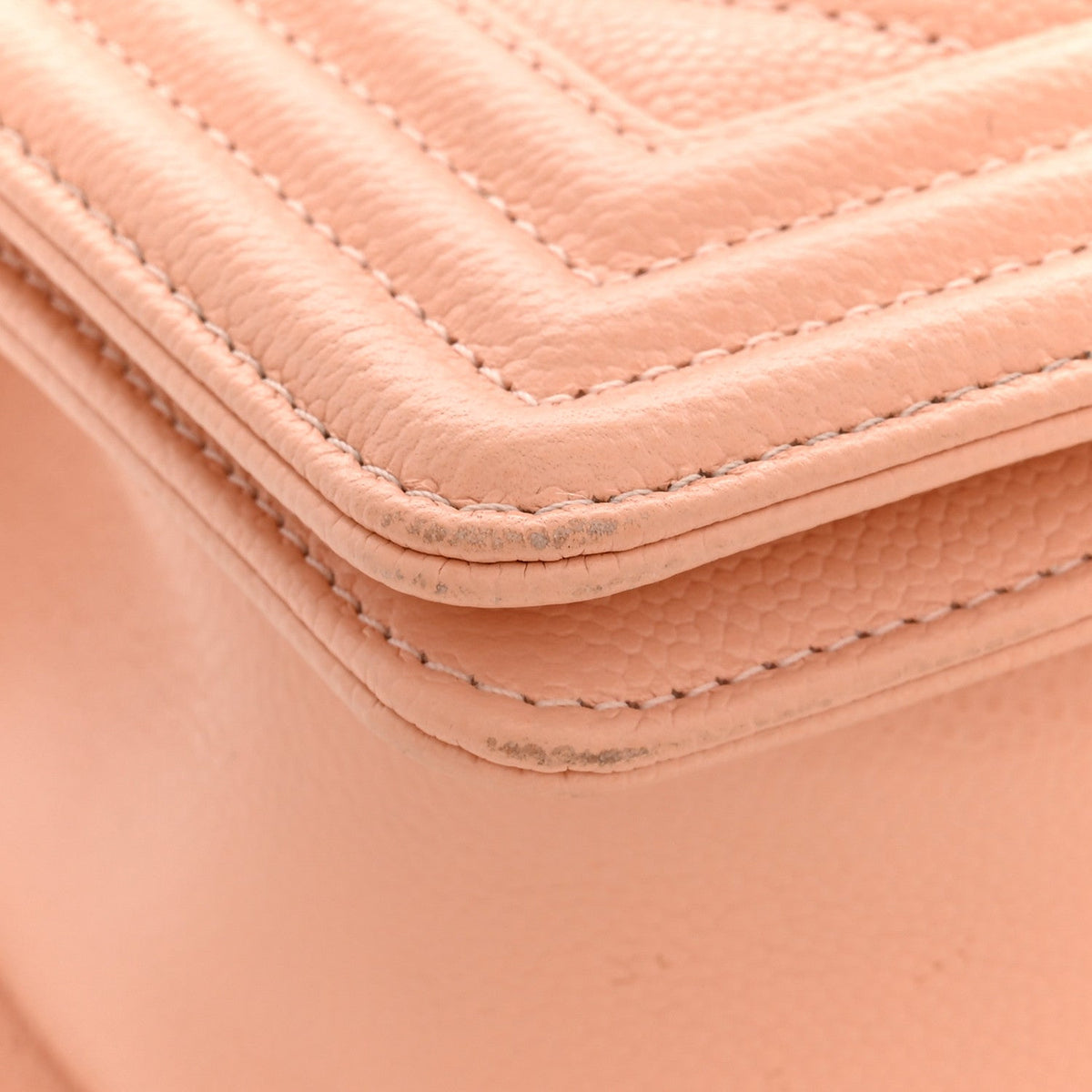Caviar Chevron Quilted Medium Boy Flap Light Orange
