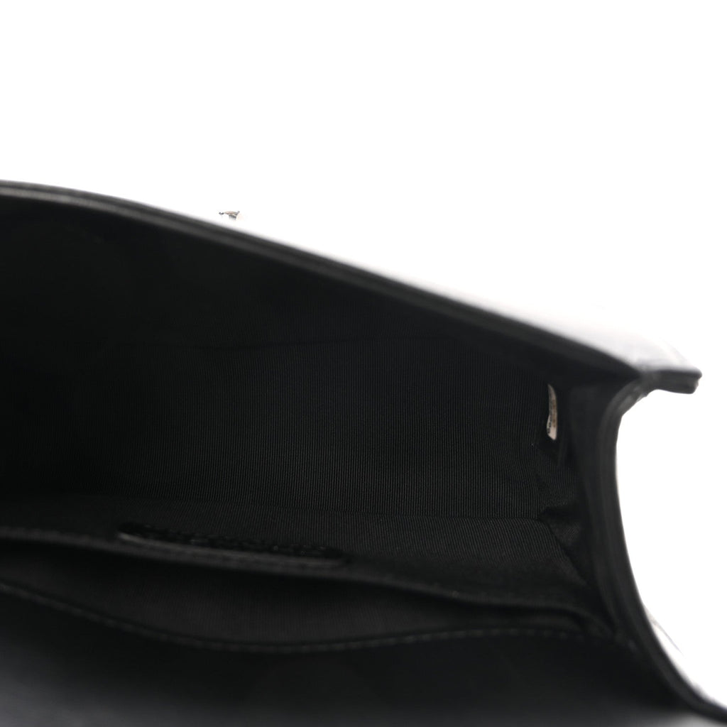 Calfskin Chain Chevron Small Boy Flap Black