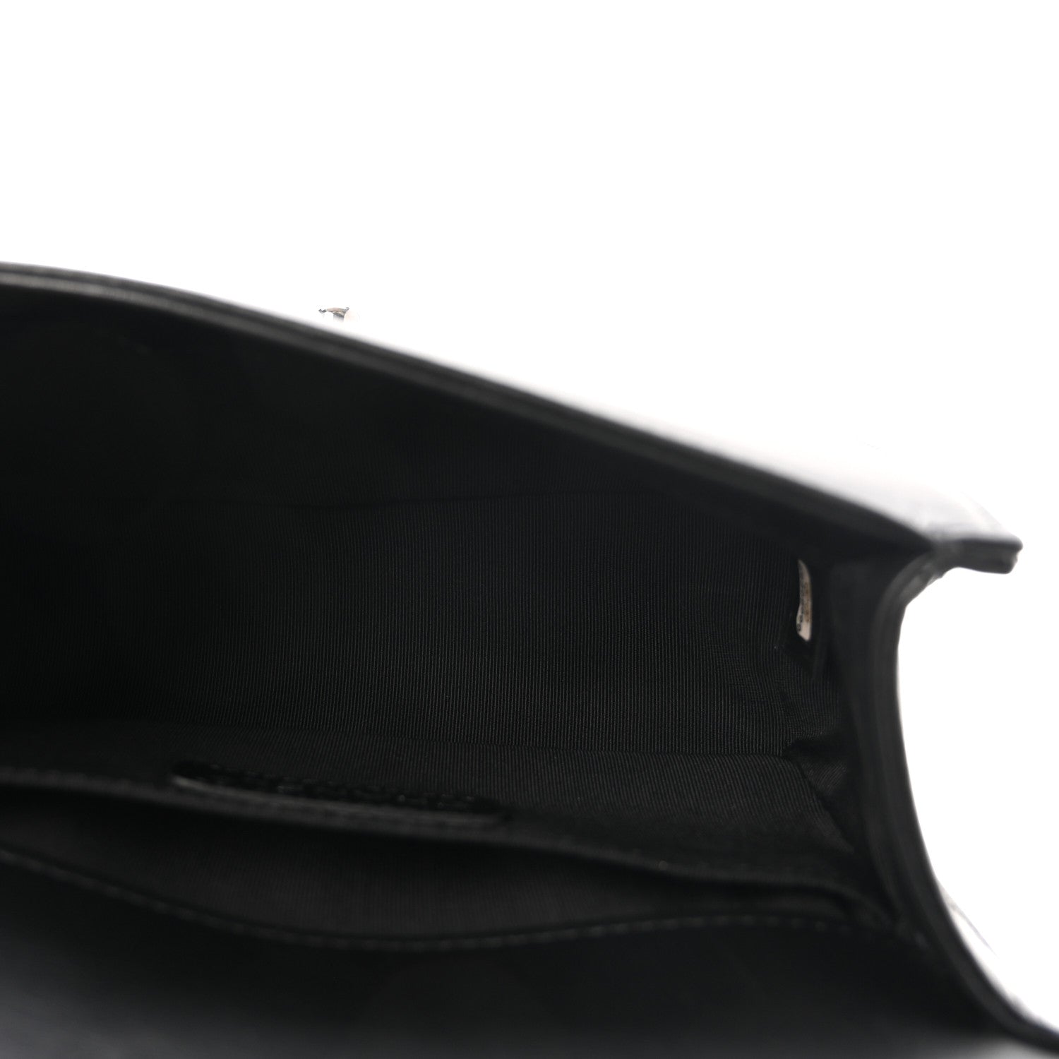 Calfskin Chain Chevron Small Boy Flap Black