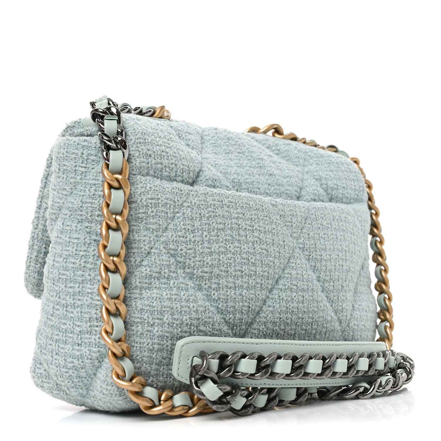 Tweed Quilted Medium Chanel 19 Flap Blue Multicolor