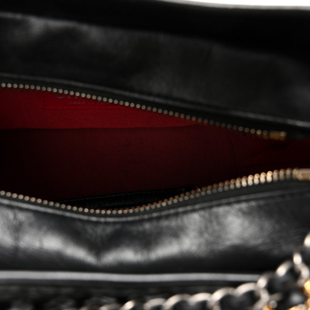 Aged Calfskin Quilted Small Gabrielle Hobo Black
