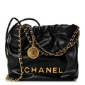 Shiny Calfskin Quilted Mini Chanel 22 Black