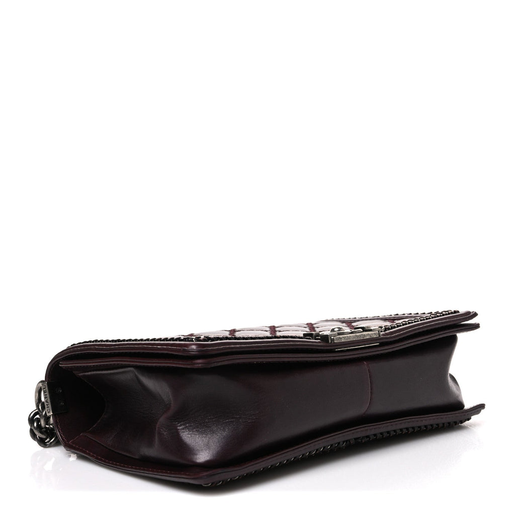 Goatskin Quilted New Medium Boy Handle Flap Burgundy