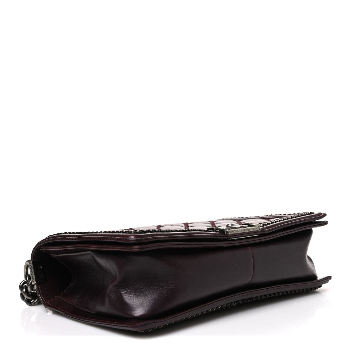 Goatskin Quilted New Medium Boy Handle Flap Burgundy