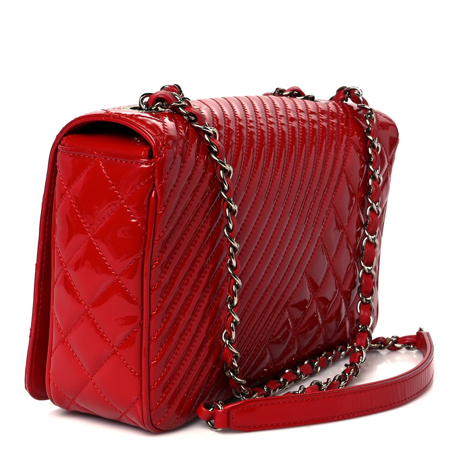 Patent Quilted Medium Coco Boy Flap Red