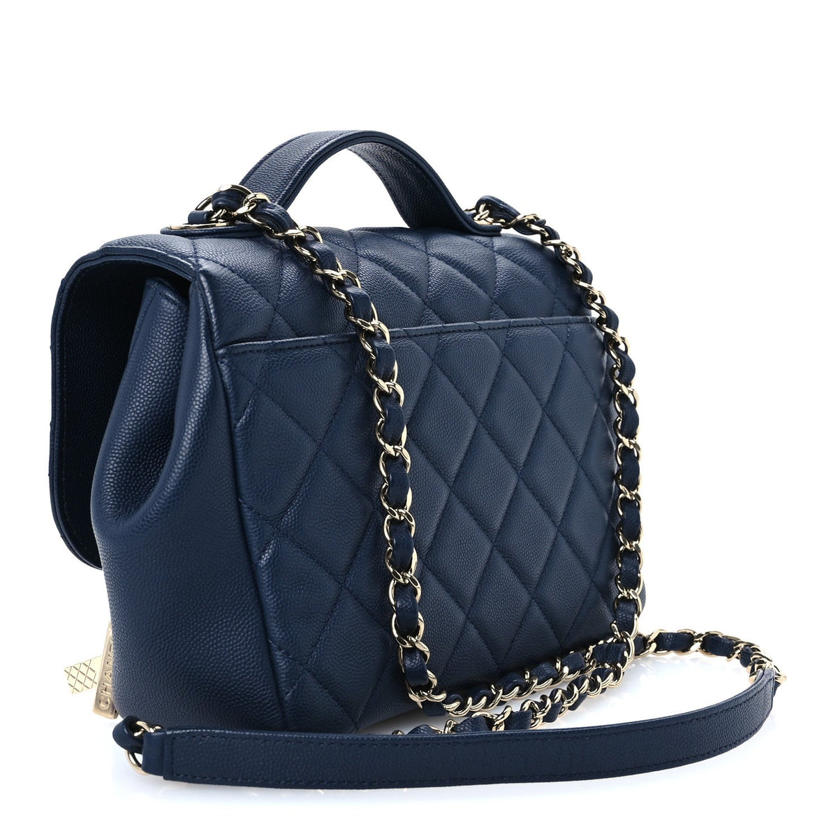 Caviar Quilted Small Business Affinity Flap Navy