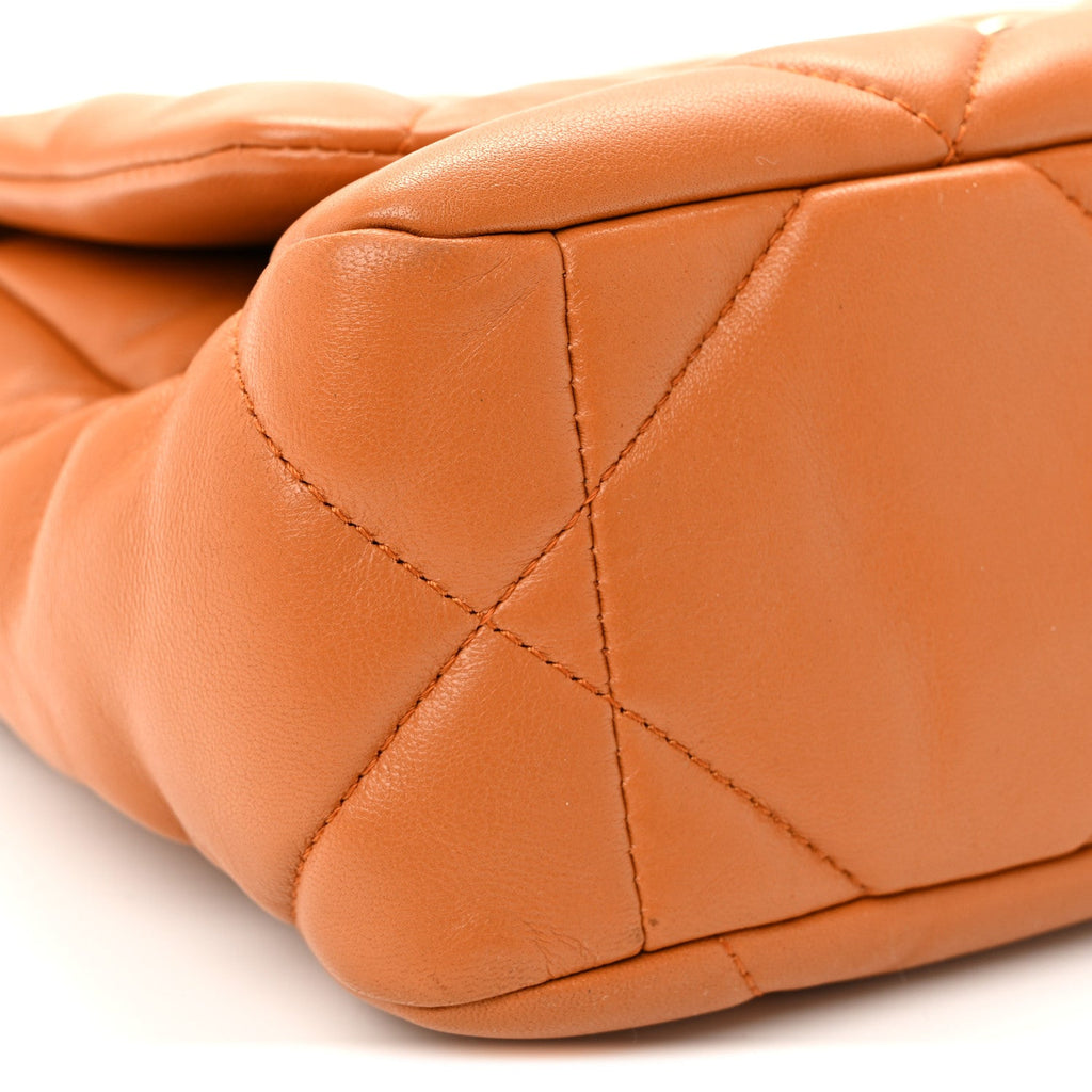 Lambskin Quilted Medium Chanel 19 Flap Light Brown