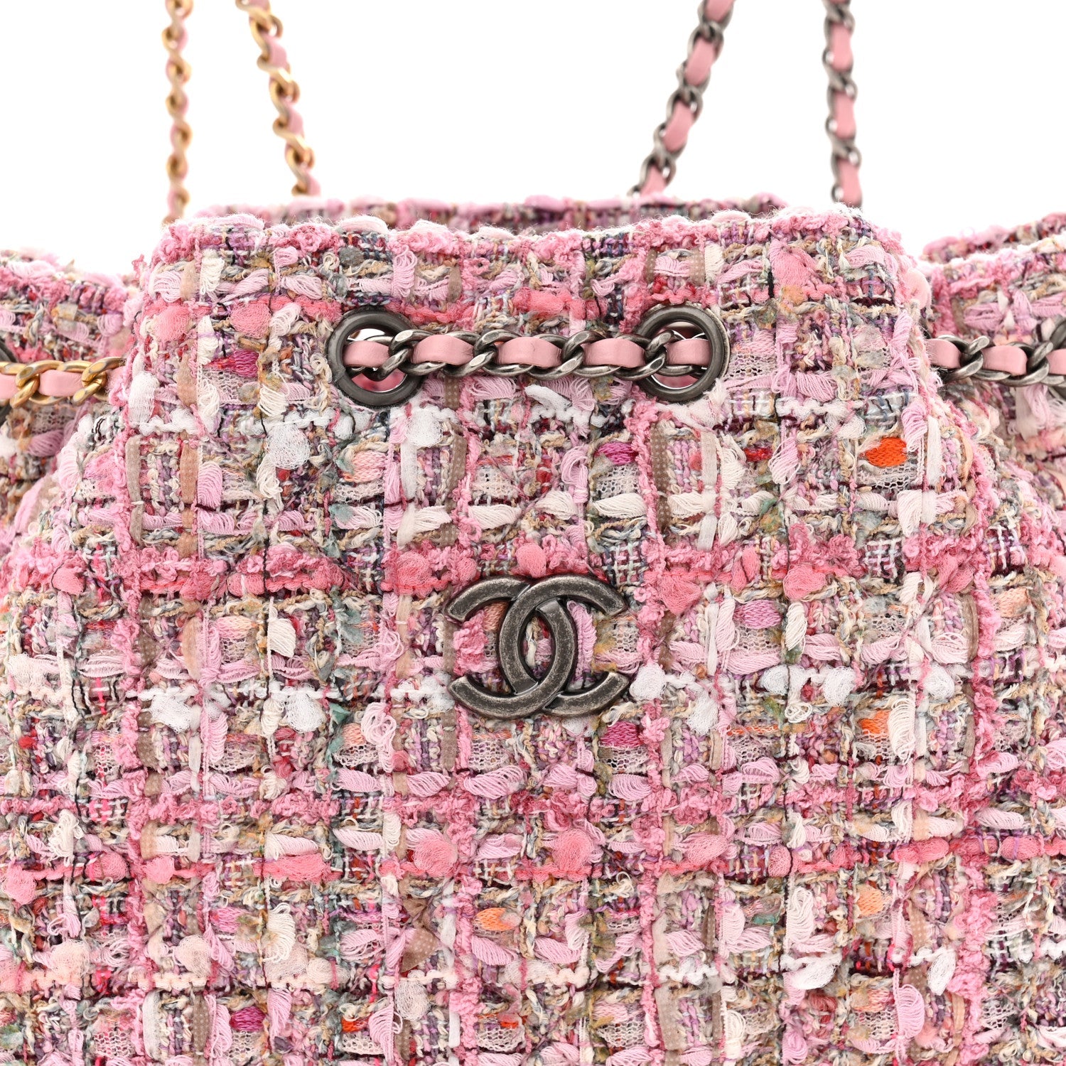Tweed Calfskin Quilted Gabrielle Backpack Pink