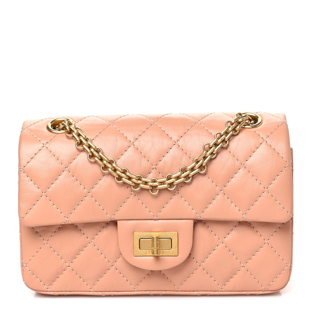Aged Calfskin Quilted 2.55 Reissue Mini Flap Beige