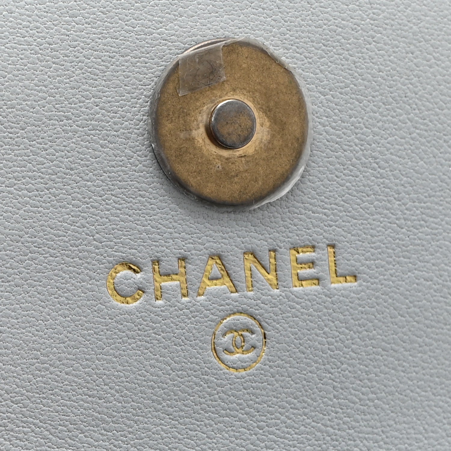 Lambskin Quilted Chanel 19 Flap Card Holder With Chain Light Blue