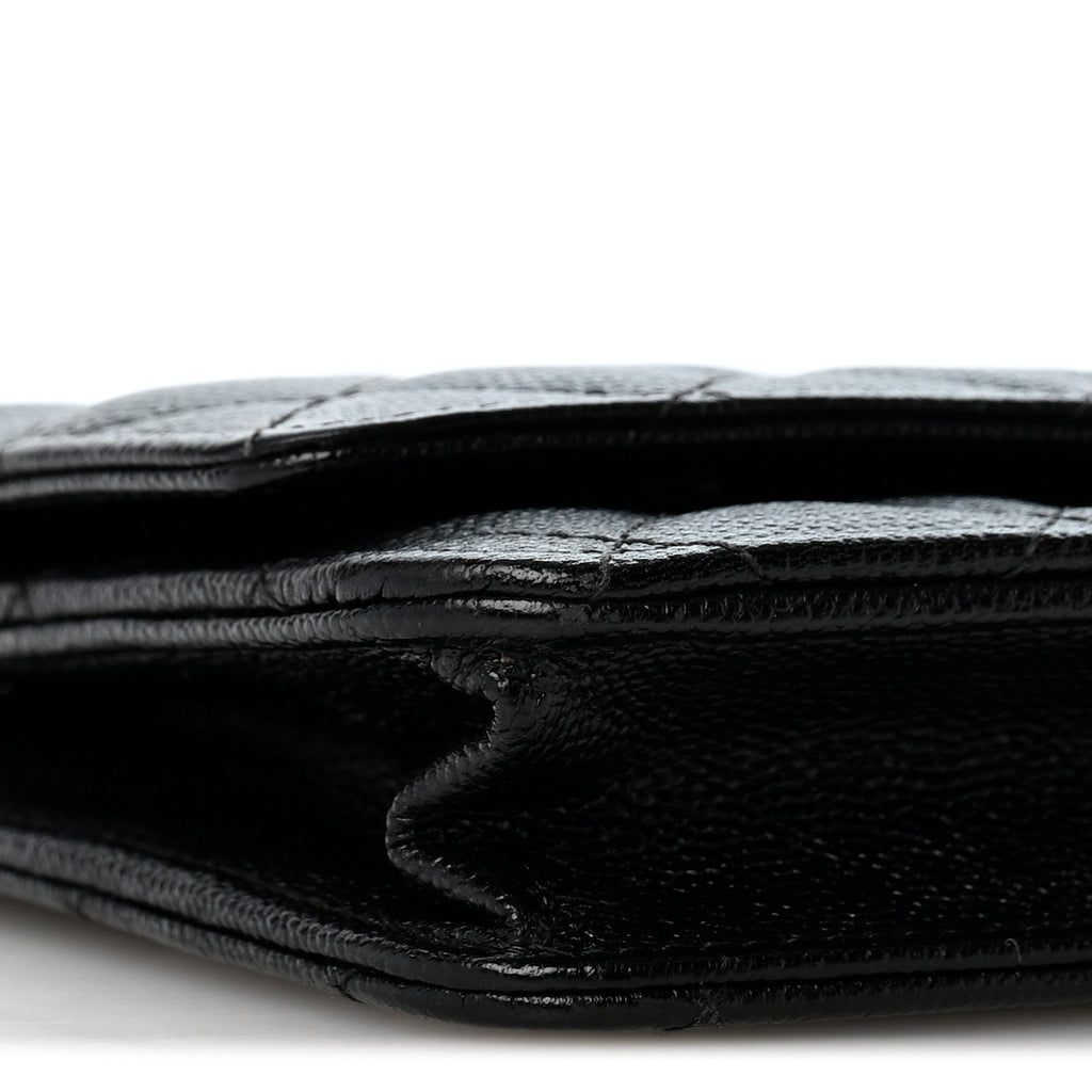Caviar Quilted Golden Class Wallet On Chain WOC Black