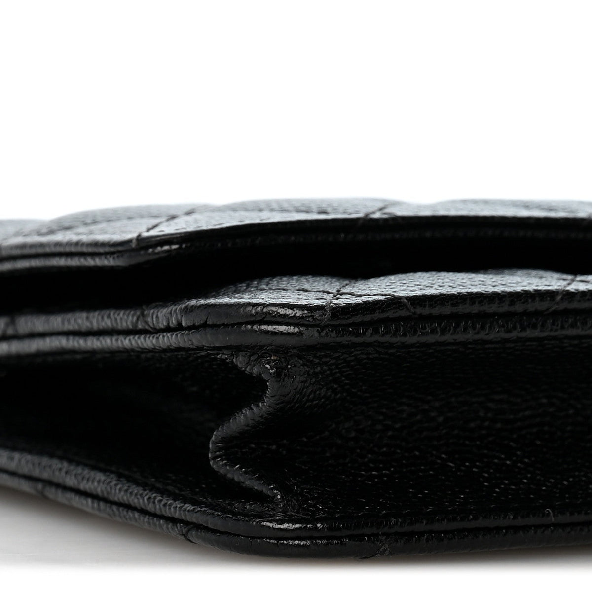 Caviar Quilted Golden Class Wallet On Chain WOC Black