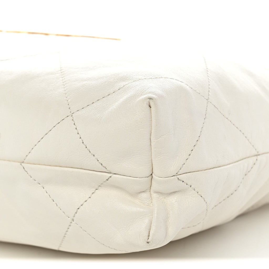 Shiny Calfskin Quilted Small Chanel 22 White