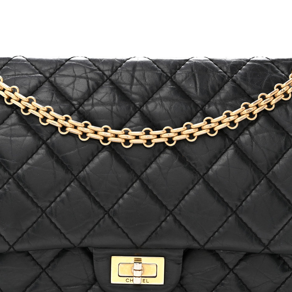Aged Calfskin Quilted 2.55 Reissue 226 Flap Black