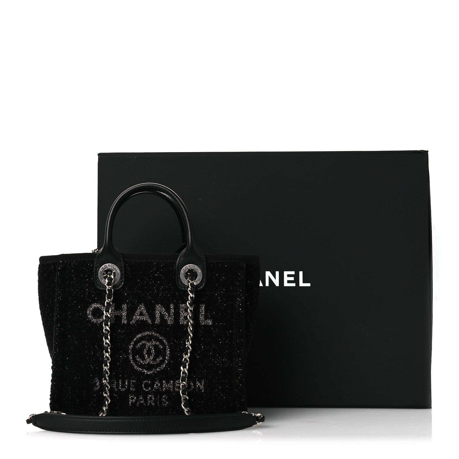 Lurex Canvas Mini Deauville Tote Black
